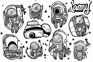 Galaxy, astronaut, family, introvert tattoo idea