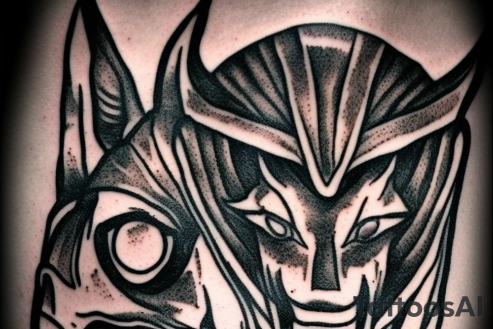 Anubis head and torso only. Mean, bad, tough, angry tattoo idea