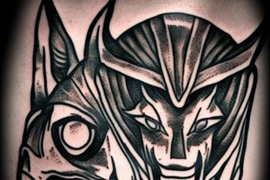 Anubis head and torso only. Mean, bad, tough, angry tattoo idea