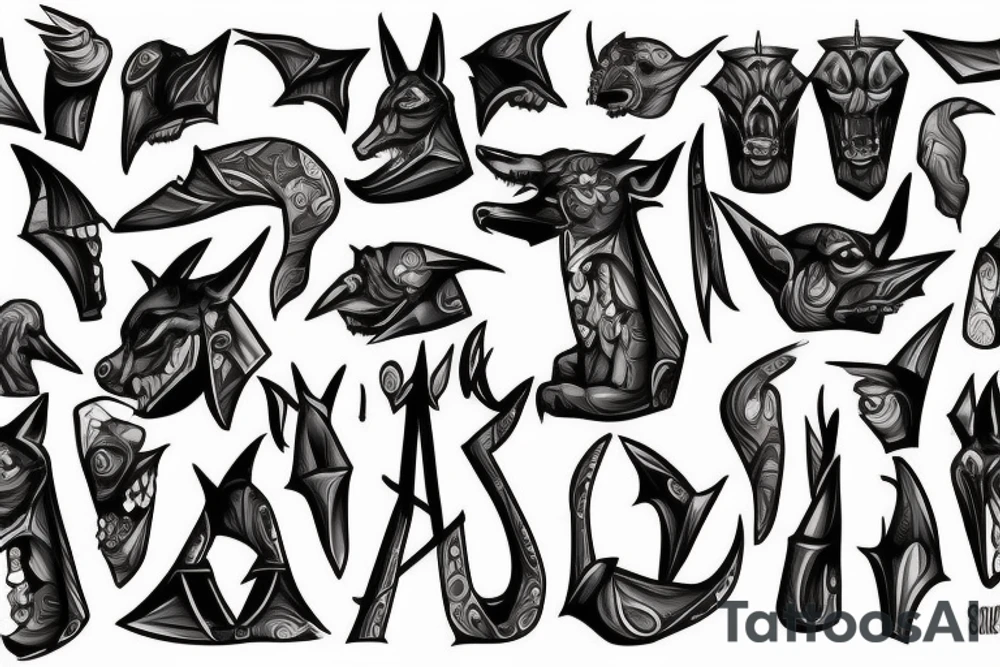 Anubis head and torso only. Mean, bad, tough, angry tattoo idea