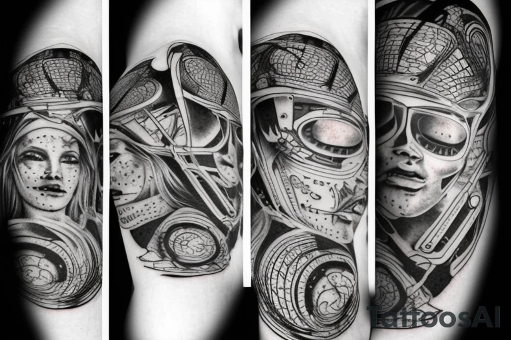 Cyber brain tattoo idea