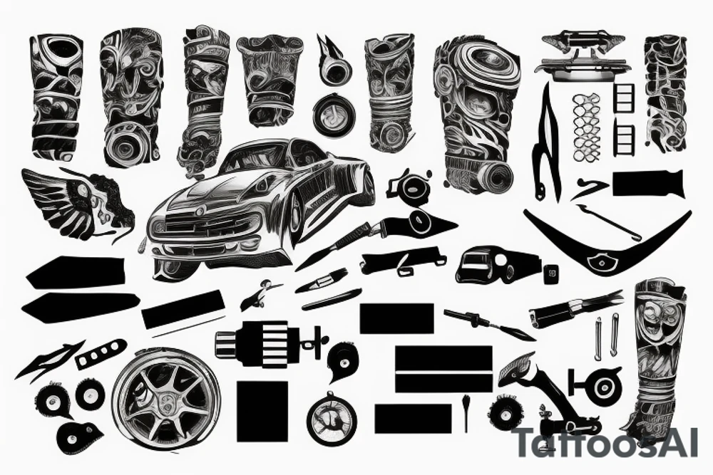Car parts arm sleeve tattoo idea