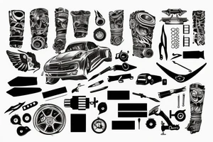 Car parts arm sleeve tattoo idea