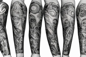 Car parts arm sleeve tattoo idea