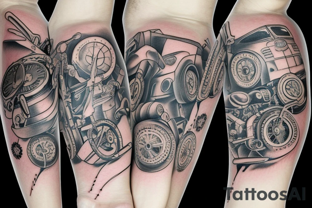 Car parts arm sleeve tattoo idea