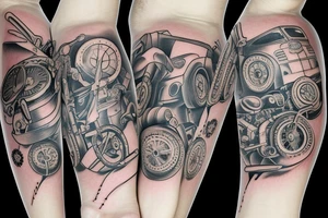 Car parts arm sleeve tattoo idea