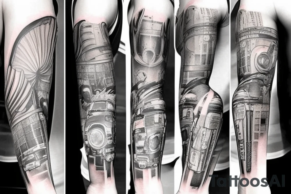 Car parts arm sleeve tattoo idea