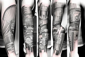 Car parts arm sleeve tattoo idea