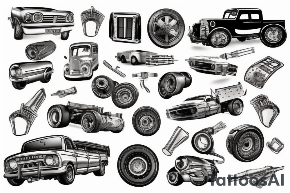 Car and truck parts tattoo idea