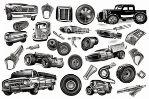 Car and truck parts tattoo idea