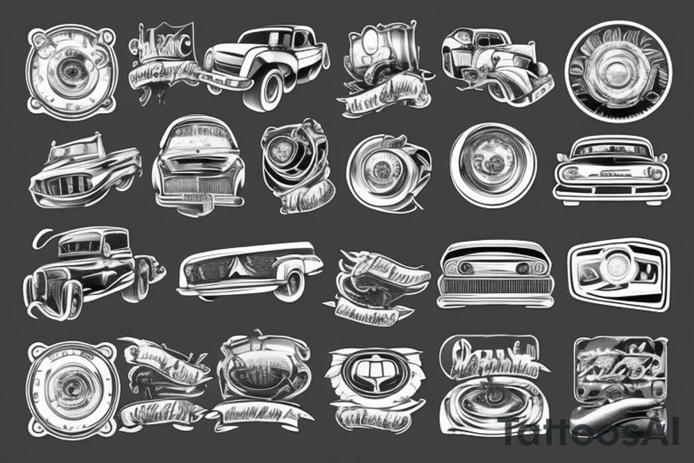 Car and truck parts tattoo idea