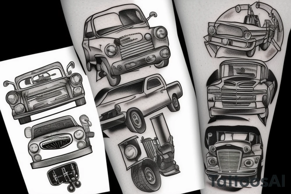 Car and truck parts tattoo idea