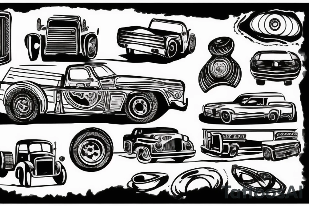 Car and truck parts tattoo idea