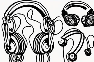 Headphones vinyl music tattoo idea