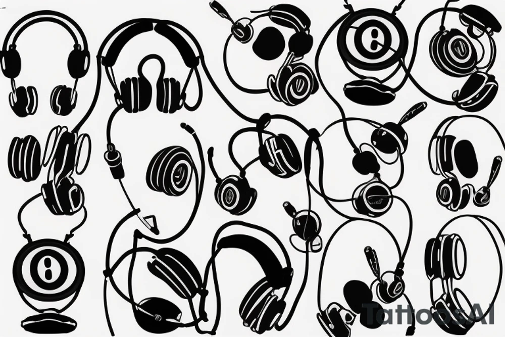 Headphones vinyl music tattoo idea