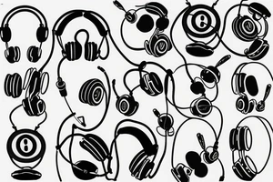 Headphones vinyl music tattoo idea