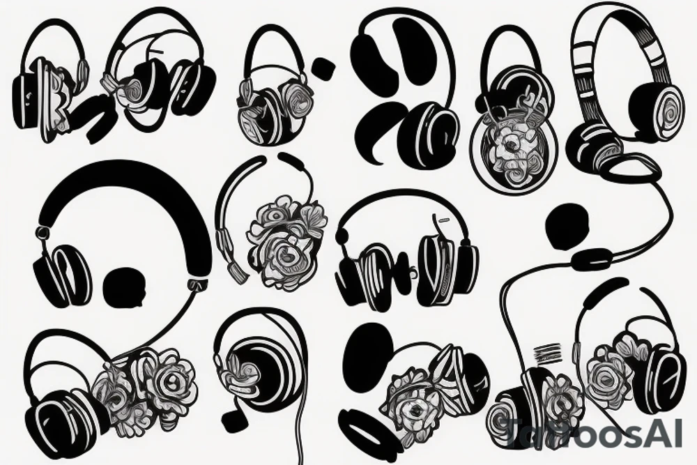 Headphones vinyl music tattoo idea