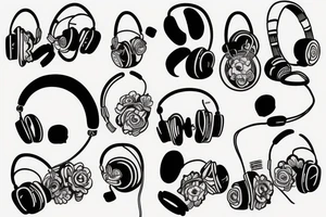 Headphones vinyl music tattoo idea