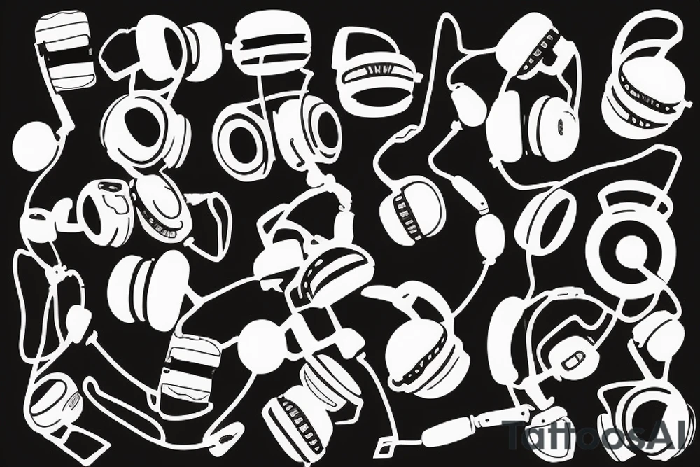 Headphones vinyl music tattoo idea