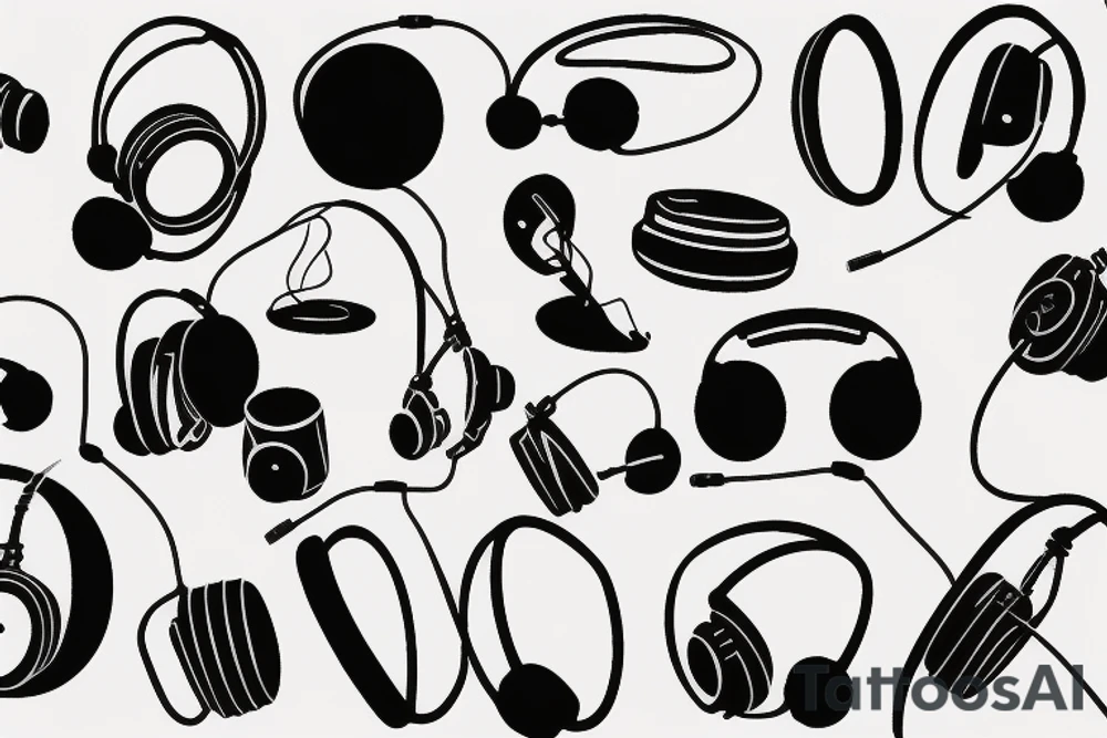 Headphones vinyl music tattoo idea
