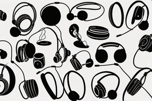 Headphones vinyl music tattoo idea