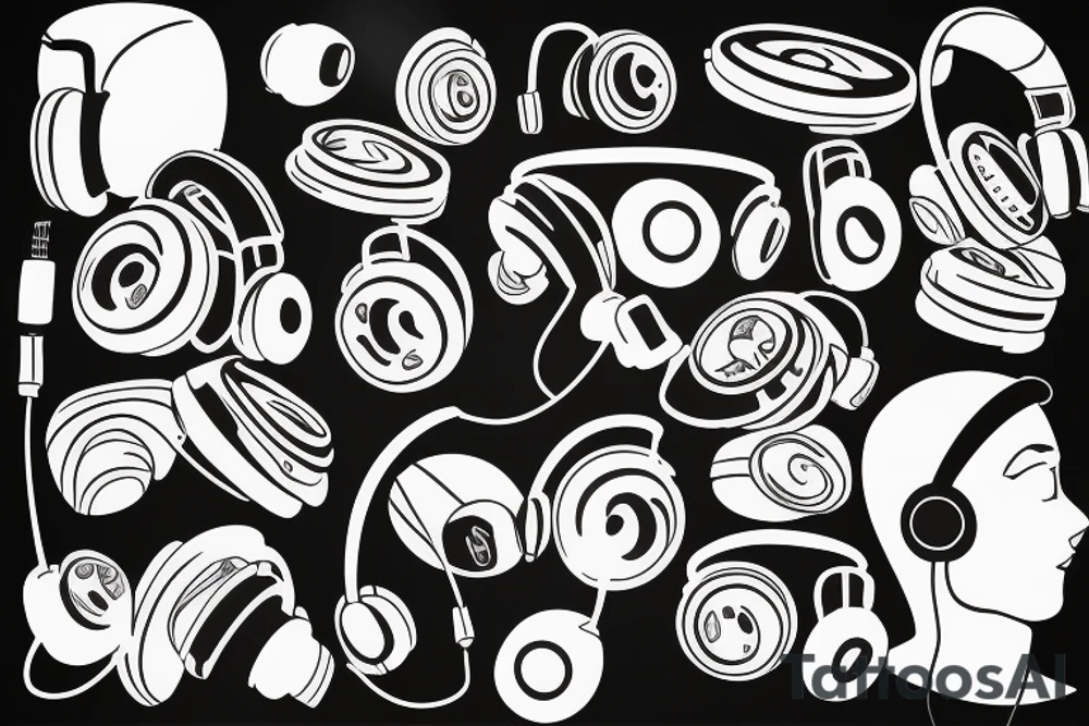 Headphones vinyl music tattoo idea