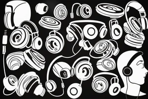 Headphones vinyl music tattoo idea