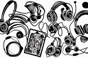 Headphones vinyl music tattoo idea