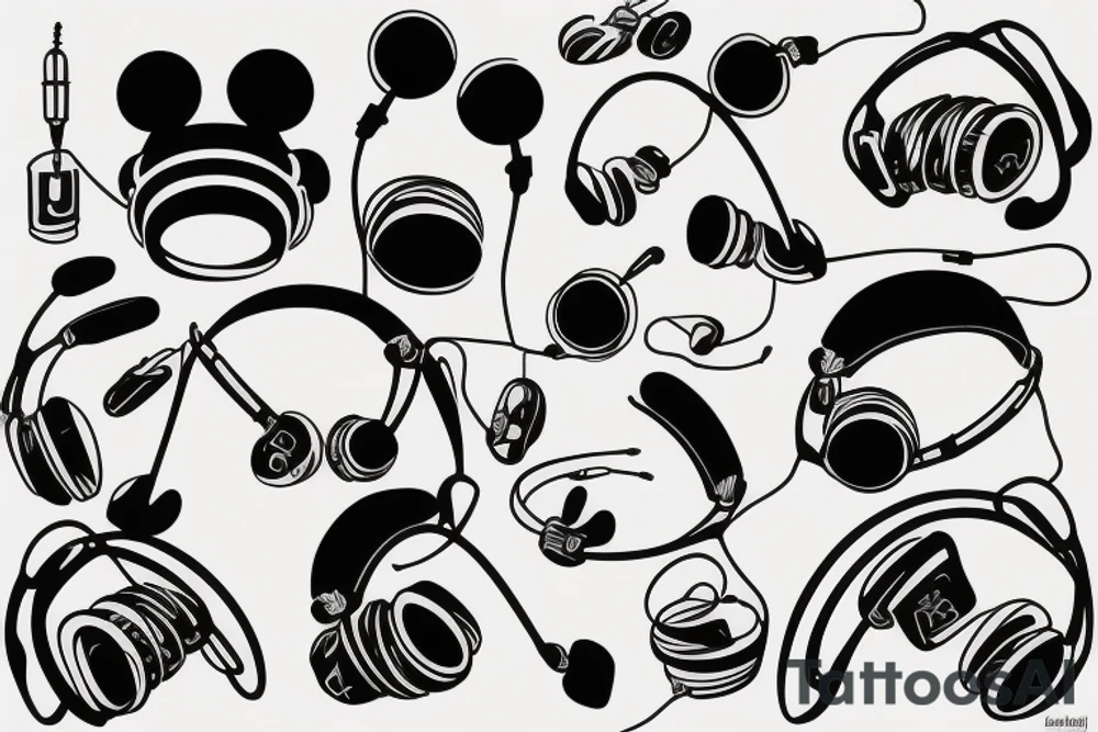 Headphones vinyl music tattoo idea