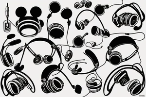 Headphones vinyl music tattoo idea