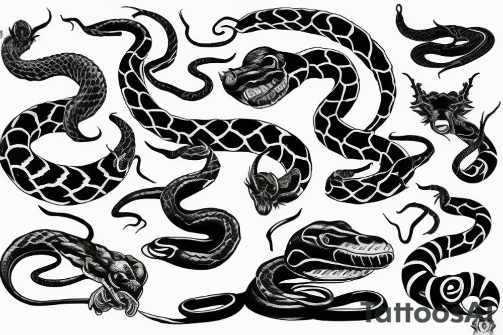 devil fighting snake tattoo idea