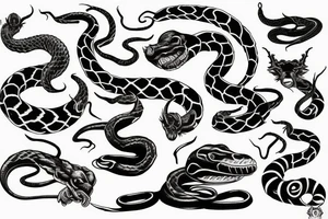 devil fighting snake tattoo idea