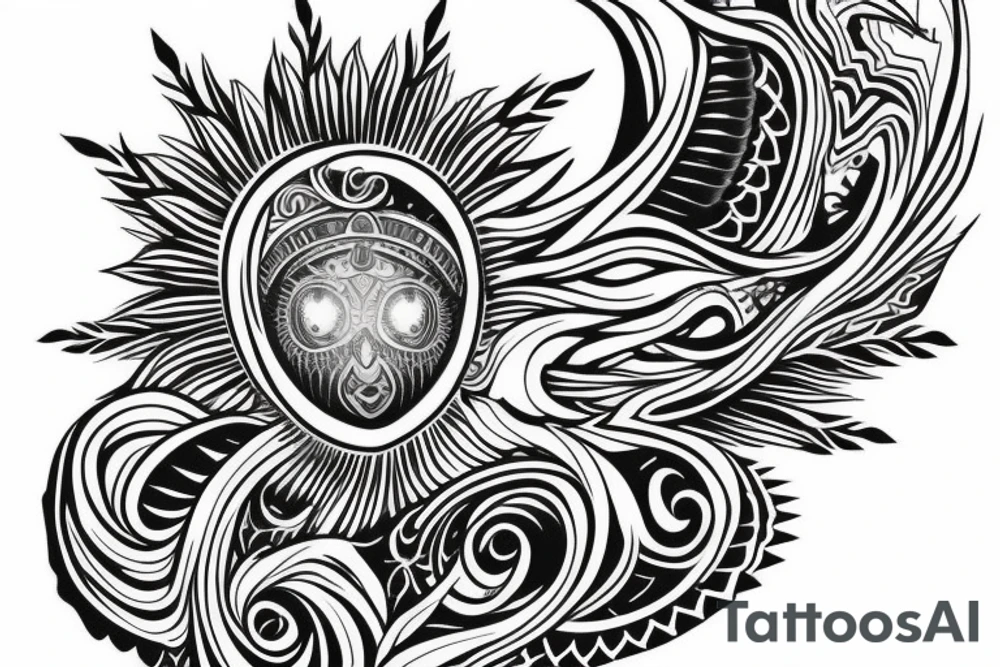 Sleeve tattoo symbolising manifestation leading to a higher consciousness tattoo idea