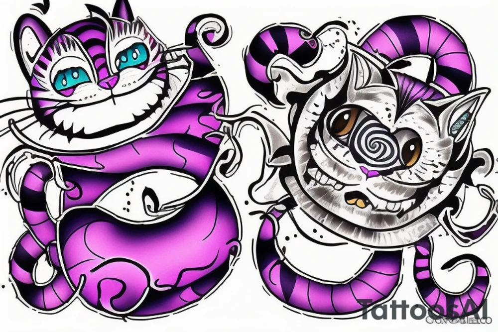 Cheshire Cat playing on top off ‘1998’ tattoo idea