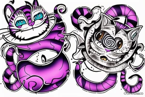 Cheshire Cat playing on top off ‘1998’ tattoo idea