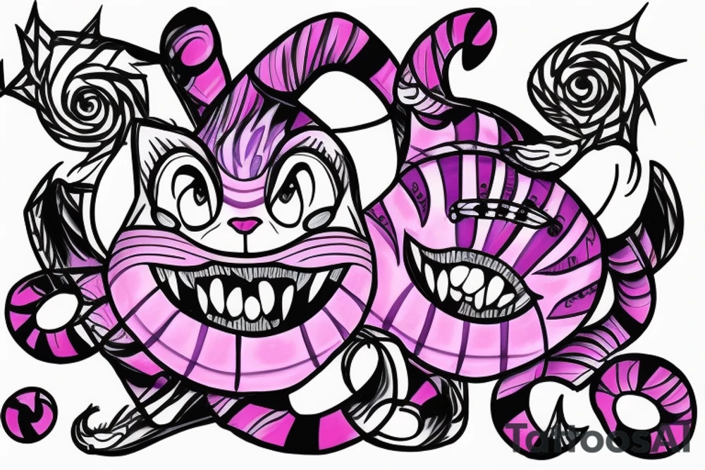 Cheshire Cat playing on top off ‘1998’ tattoo idea