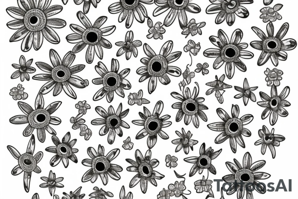 Trevi fountain with daisy flower tattoo idea