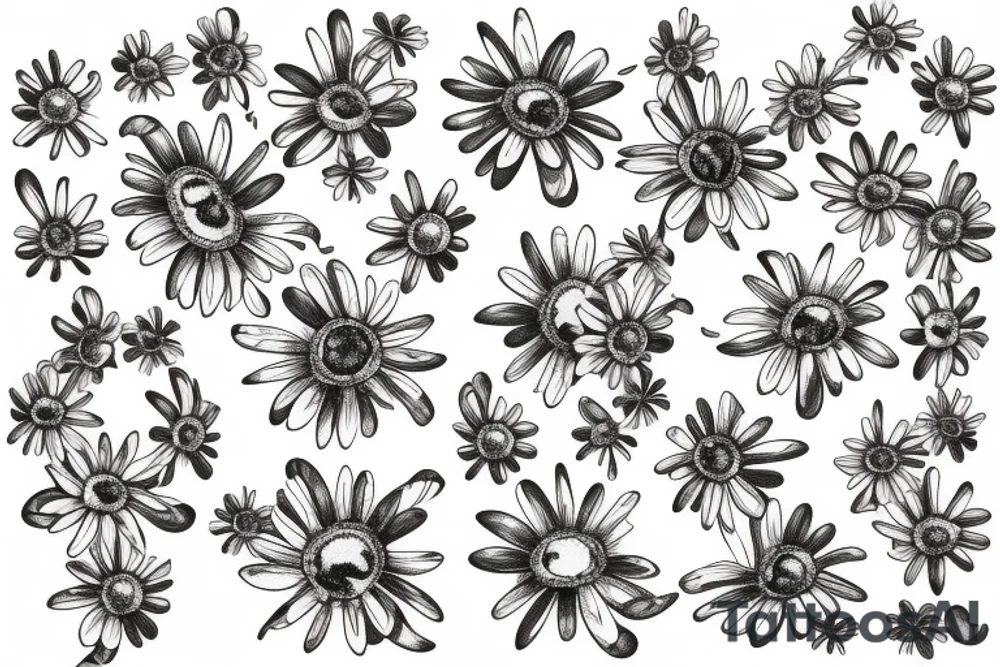 Trevi fountain with daisy flower tattoo idea