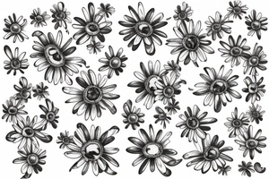 Trevi fountain with daisy flower tattoo idea