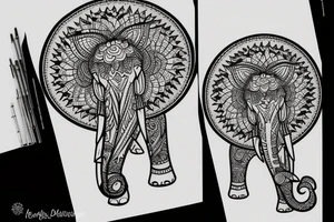 Elephant with mandalas tattoo idea