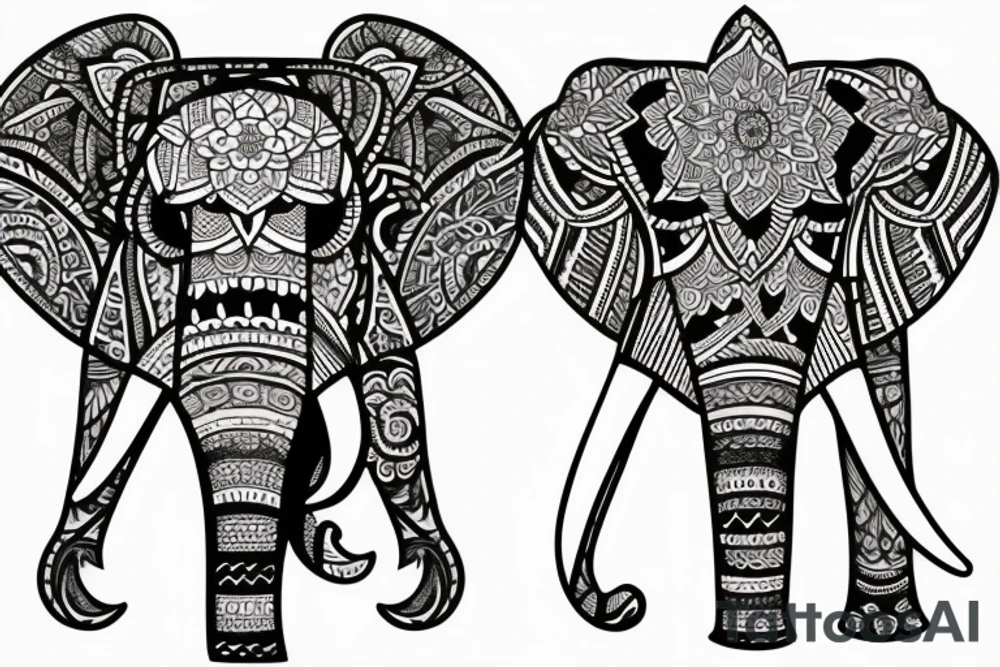 Elephant with mandalas tattoo idea