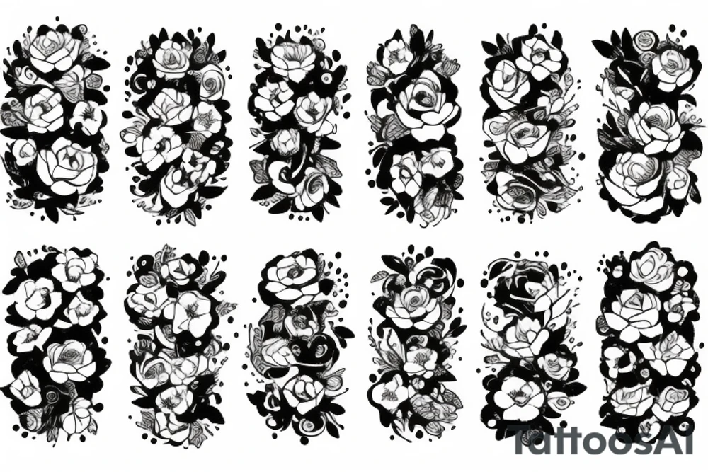 Rock music, flowers tattoo idea