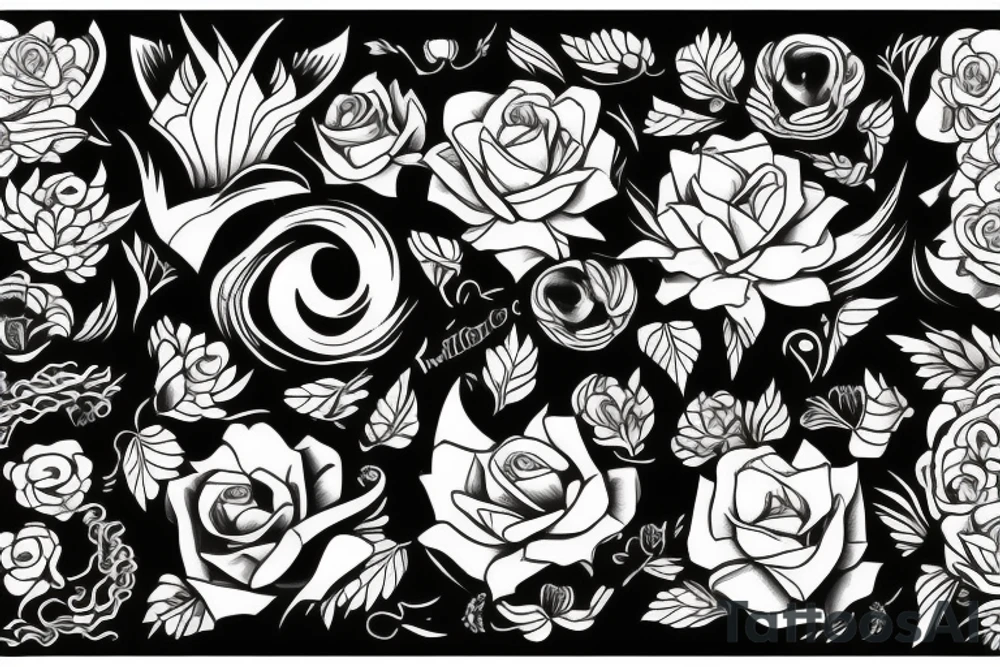 Rock music, flowers, phoenix tattoo idea