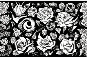 Rock music, flowers, phoenix tattoo idea