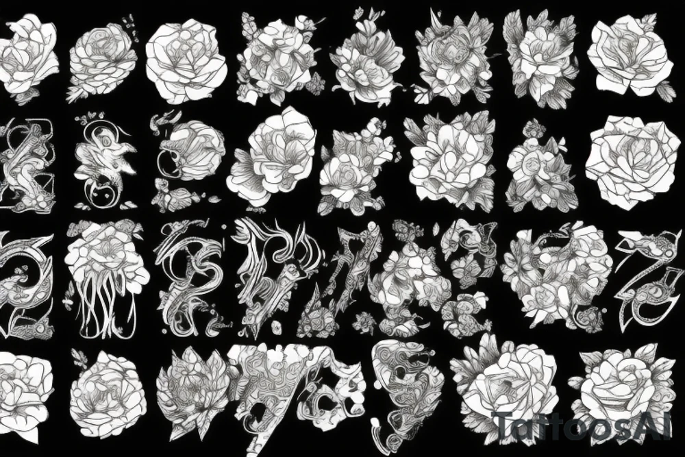 Rock music, flowers, phoenix tattoo idea