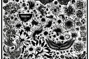 Rock music, flowers, phoenix tattoo idea