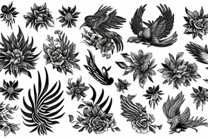 phoenix with flowers tattoo idea