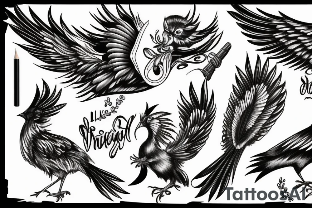 Phoenix bird tattoo idea