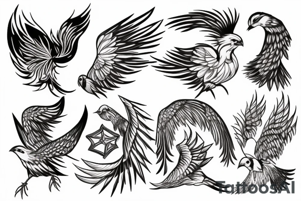 Phoenix bird tattoo idea