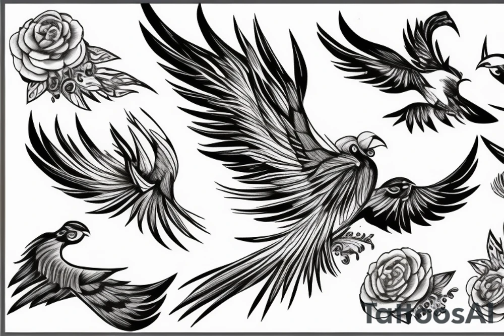 Phoenix bird tattoo idea